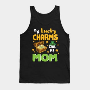 Gold Shamrocks Saint Patrick My Lucky Charms Call Me Mom Tank Top